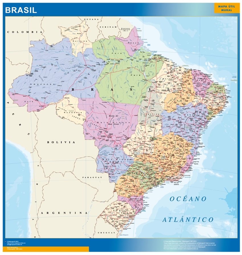 Mapa Brasil de parede  Mapas parede Portugal