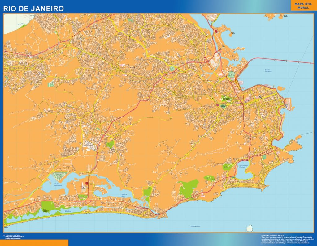 Mapa Rio 70 Mapa Rio de Janeiro Brasil de parede | Mapas parede Portugal